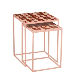 Table d'appoint gigogne en fer rose - Bologna