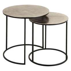 Table d'appoint gigogne (x2) en fer argent - Felia