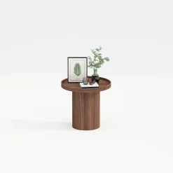 Table d'appoint ronde en bois de châtaignier - Plasma