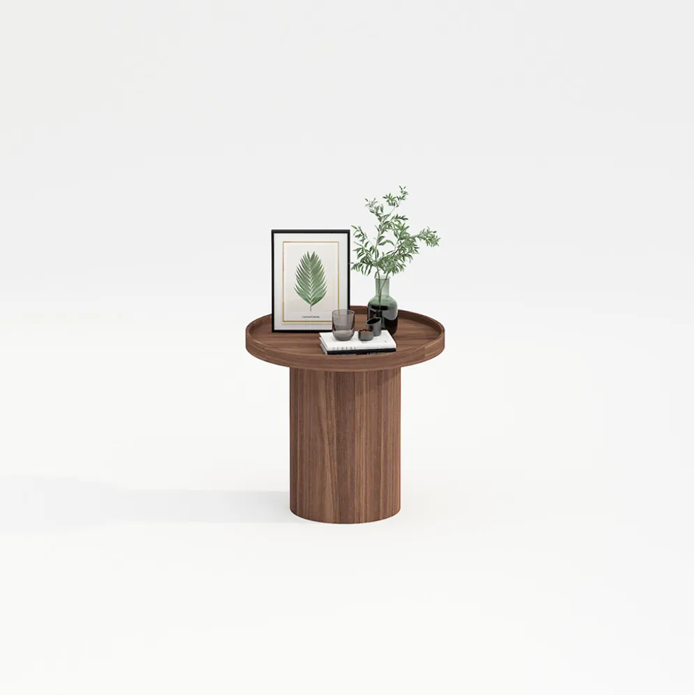 Table d'appoint ronde en bois de châtaignier - Plasma