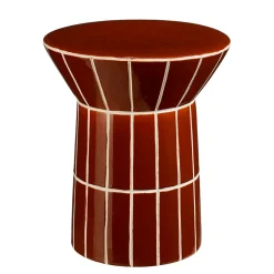 Table d'appoint ronde en cérmaique marron d38cm - Menton