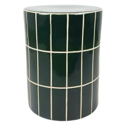 Table d'appoint ronde en grès vert sapin d33cm - Karoz