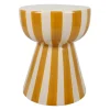 Table d'appoint ronde en grès rayé moutarde et blanc d33cm - Artist