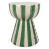 Table d'appoint ronde en grès rayé vert et blanc d33cm - Artist