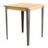 Table de bar carrée en chêne massif et pieds acier 90x90 cm - Manny