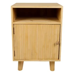 Table de chevet 1 porte en sapin naturel h49cm - Saori