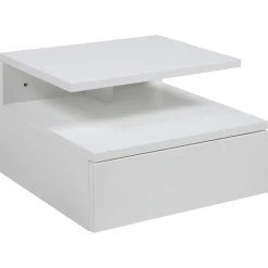 Table de chevet mural en bois blanc 1 tiroir 35x32cm - Ashlan