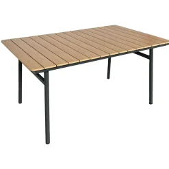 Table de jardin en aluminium antracite et effet chêne 150x90cm - Manille
