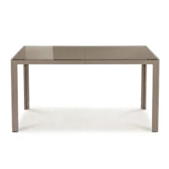 Table de jardin en verre et métal beige 150x80cm - Majorque