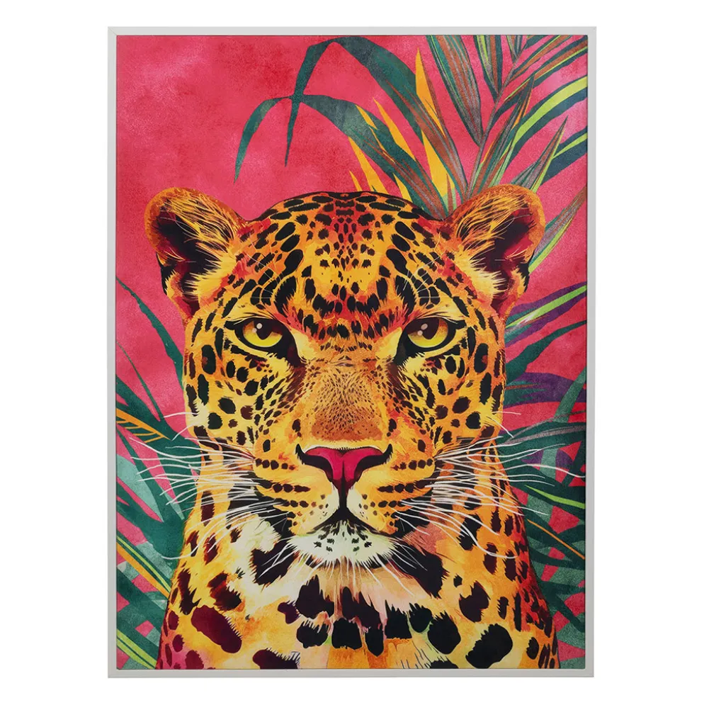 Tableau encadré léopard multicolore 52x72cm