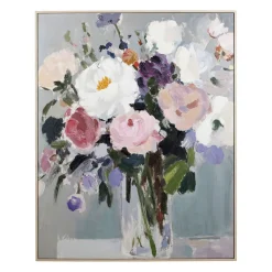 Tableau sur toile bouquet mauve 80x100cm