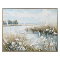 Tableau sur toile estuaire bleu et beige 100x80cm