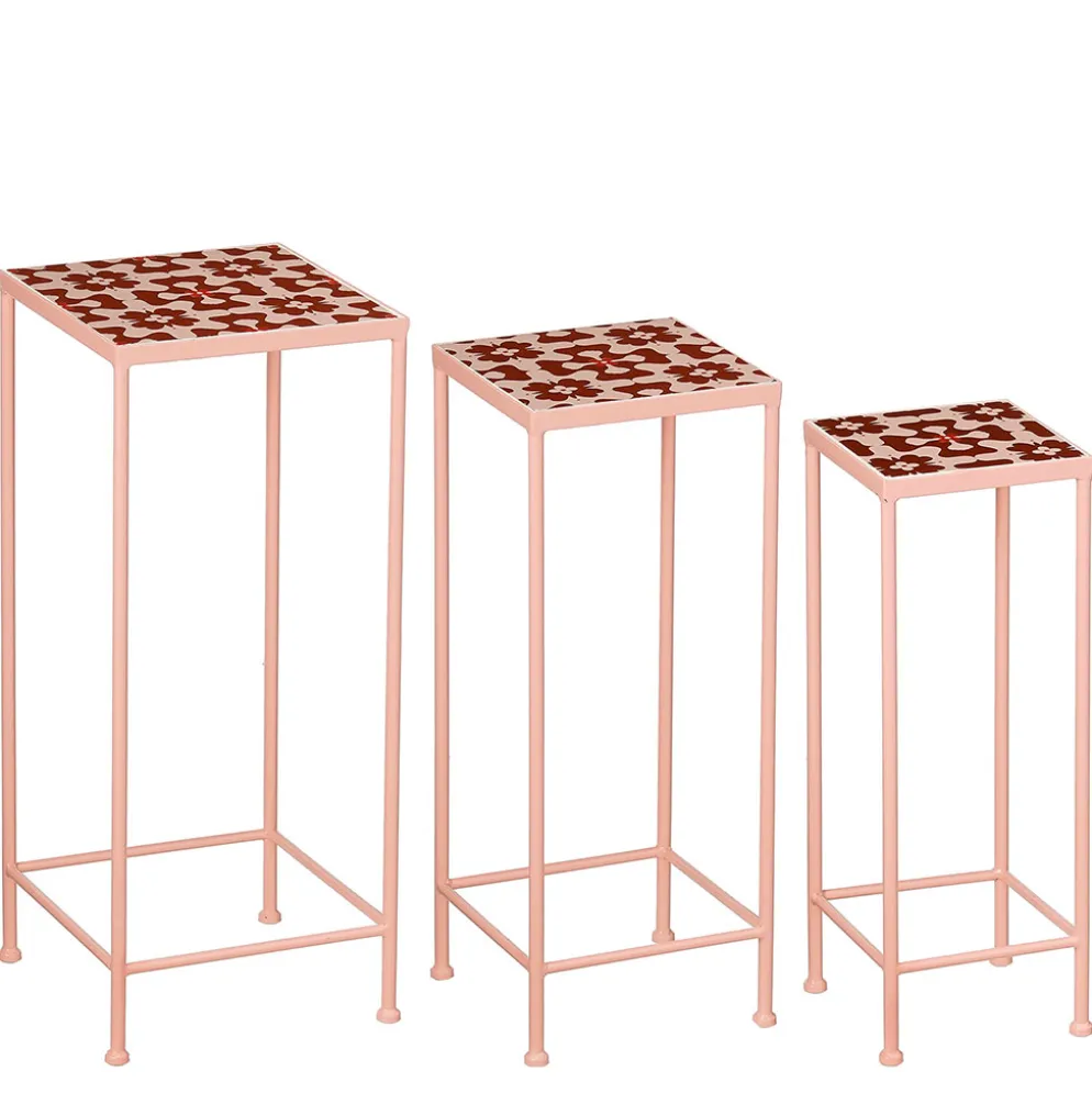 Tables d'appoints x3 en fer rose - Bologna