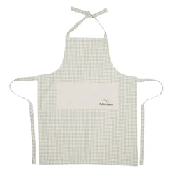 Tablier brodé en coton vert et écru - Réveil gourmand