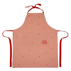 Tablier en coton rose et rouge - Douce amour
