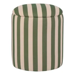 Tabouret coffre en coton rayé vert - Belly