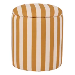 Tabouret coffre en coton rayé camel - Belly
