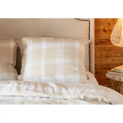 Taie d'oreiller en flanelle de coton beige 63x63cm - Hector