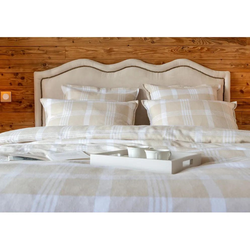 Taie d'oreiller en flanelle de coton beige 50x70cm - Hector