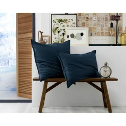 Taie d'oreiller en flanelle de coton bleu nuit 50x70cm - Candice