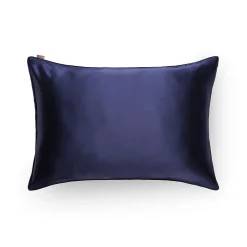 Taie d'oreiller en soie bleu nuit 76x51cm