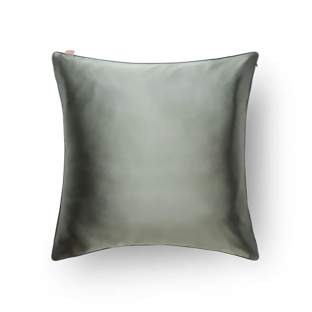 Taie d'oreiller en soie vert sauge 65x65cm