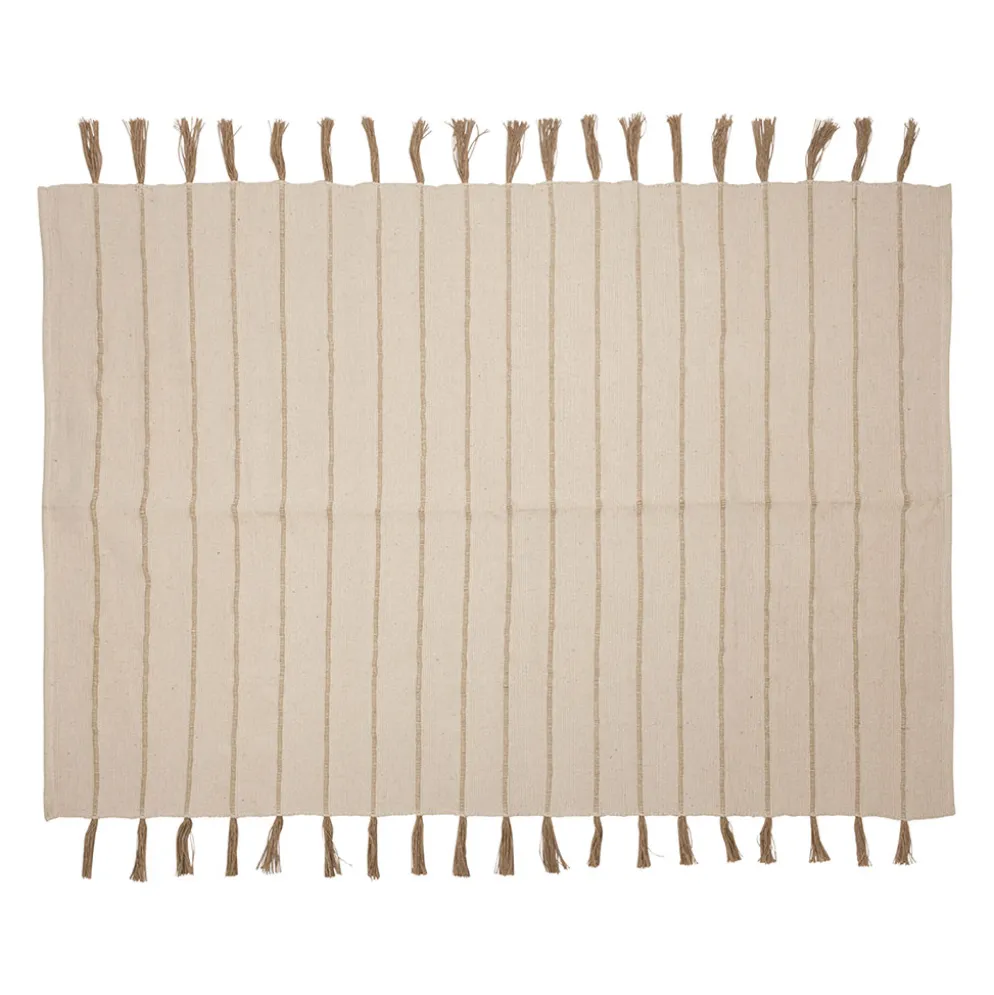 Tapis à franges en coton et jute écru 200x140cm - Kolore