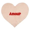 Tapis cœur en coton rose et rouge 80x72cm - Douce amour