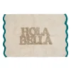 Tapis en coton beige et émeraude 90x60cm - Nomadea