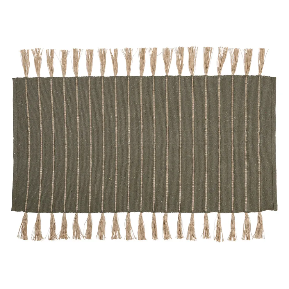 Tapis en coton et jute kaki 140x70cm - Kolore