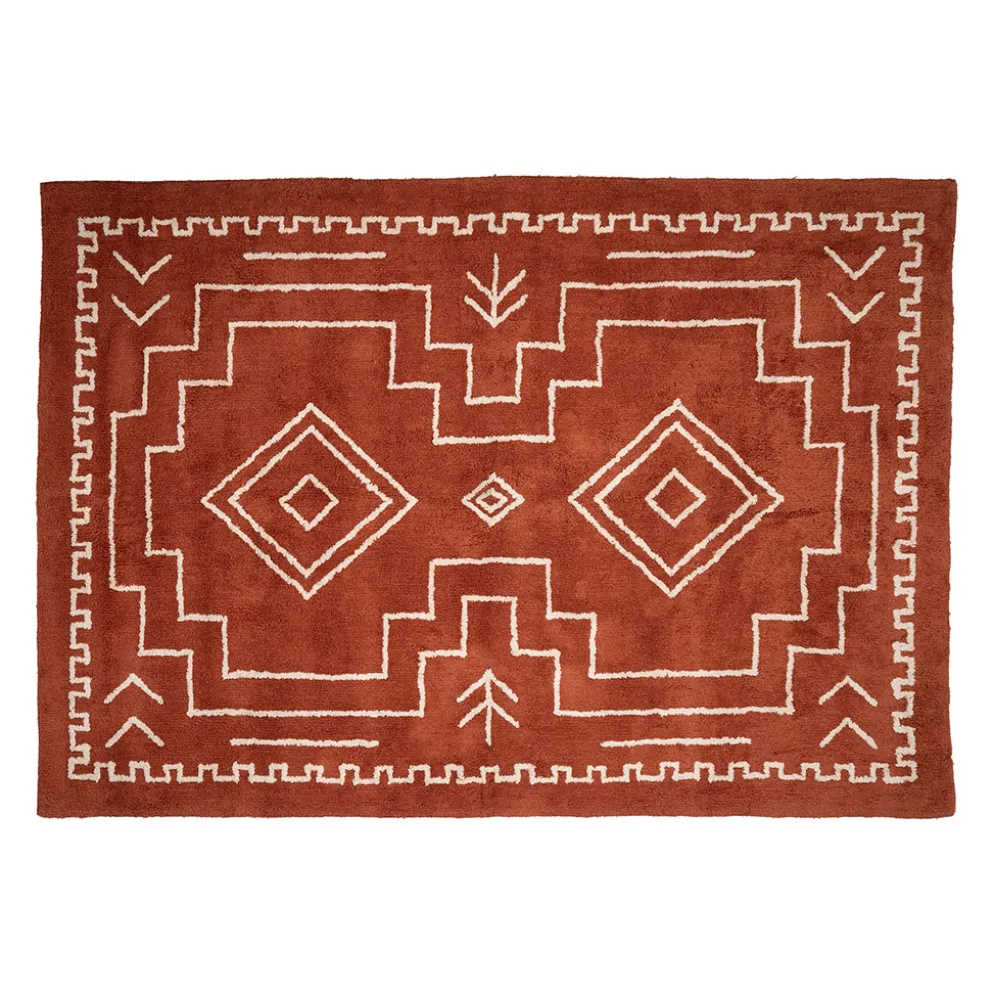 Tapis en coton terracotta et écru 200x140cm - Nomadea