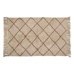 Tapis en coton tufté écru et terracotta 125x80cm - Geometric