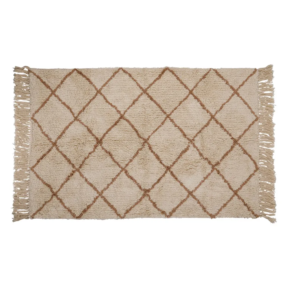 Tapis en coton tufté écru et terracotta 125x80cm - Geometric