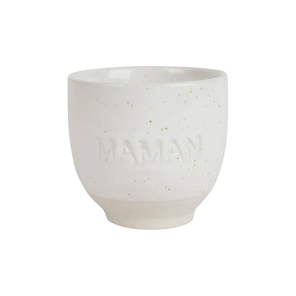 Tasse à café maman en grès écru moucheté 15cl - Famille