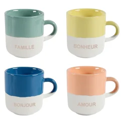 Tasse à café x4 en grès multicolore 10cl - Réveil gourmand