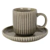 Tasse à thé et sous-tasse en grès rayé gris 20cl - Carla