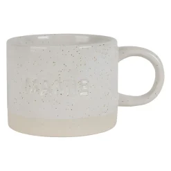 Tasse à thé mamie en grès écru moucheté 30cl - Famille