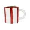 Tasse en grès rayée bordeaux, blanc et intérieur terracotta 17cl - Alaria