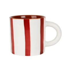 Tasse en grès rayée bordeaux, blanc et intérieur terracotta 17cl - Alaria