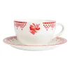 Tasse et sous-tasse en faïence damier rouge - campagne
