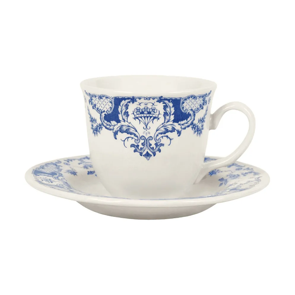 Tasse et sous-tasse en faïence bleu 22cl- Clothilde