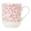 Tasse haute en faîence bordeaux - p'tites fleurs