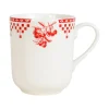 Tasse haute en faïence damier rouge - campagne