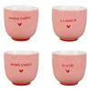 Tasses à café x4 en céramique rose et rouge 15cl - Douce amour