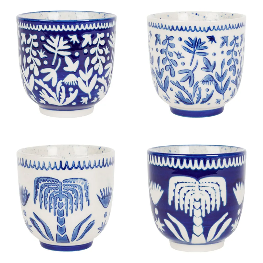 Tasses à café x4 en grès indigo 15cl - Lisbon