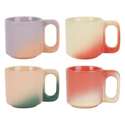 Tasses à café x4 en grès multicolore 8cl - Lumi