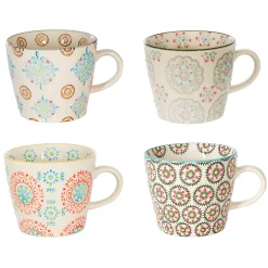 Tasses à café x4 en grès multicolore 30cl - Bohème