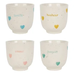 Tasses à café x4 en grès multicolore moucheté 15cl - Famille