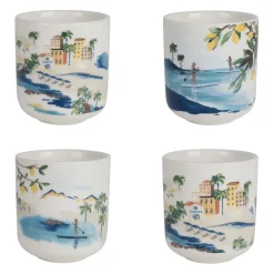 Tasses à café x4 en porcelaine multicolore 10cl - Medi