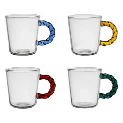 Tasses à café x4 en verre borosilicate multicolore 9cl - Colorea